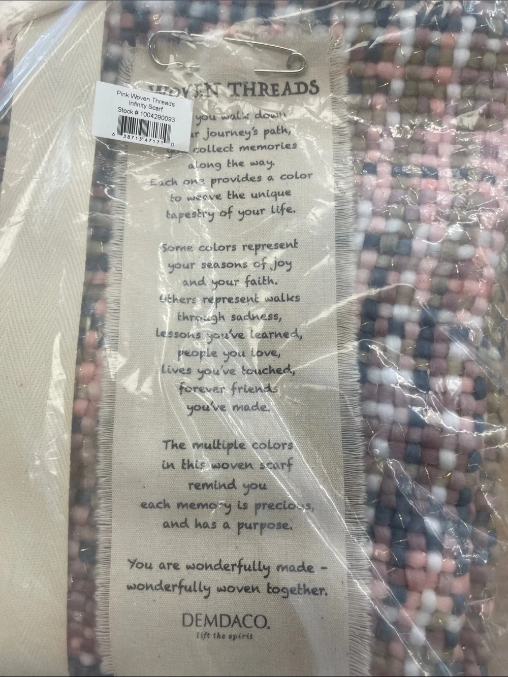 Demdaco Pink, Gray & Cream Woven Thread Throw